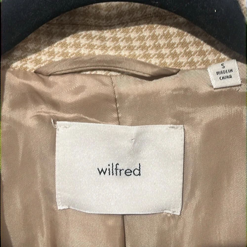 Aritzia Wilfred Sophia Houndstooth Oversized Blazer in beige - size small - Picture 8 of 12